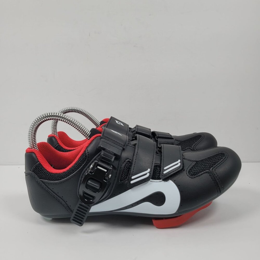 Peloton Cycling Spin Women's Black White Red Shoes US Size 7.5 EU 38